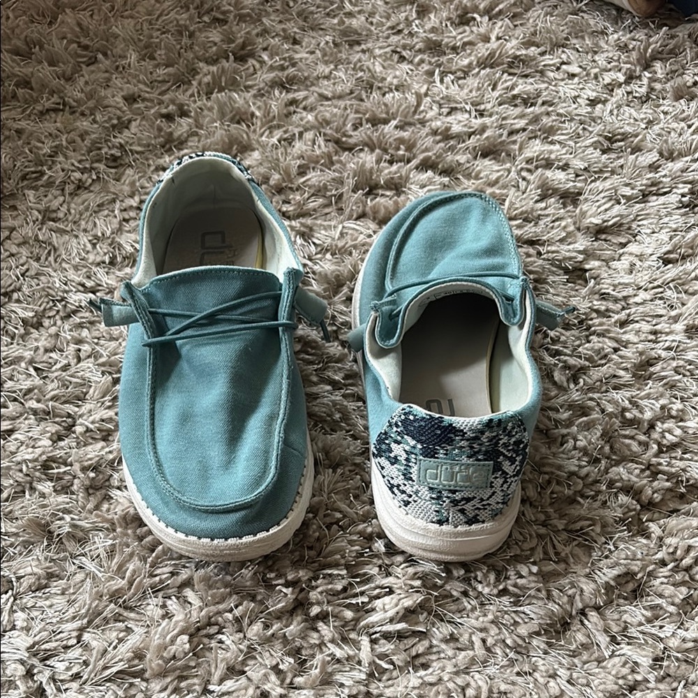 Hey Dude Wendy style shoes, teal/blue